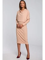 Dámske pletené šaty S245 Beige - Stylove