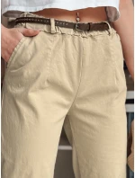 Dámské kalhoty chinos s páskem tmavě béžové Dstreet model 21986488 - FashionStreet