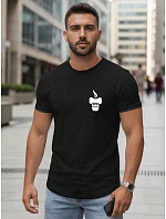 Pánske minimalistické tričko s potlačou čierne FashionStreet NX5090R