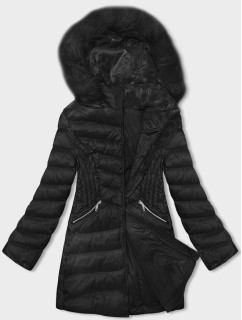 Čierna prešívaná dámska bunda pre prechodné obdobie (5M3162-392)