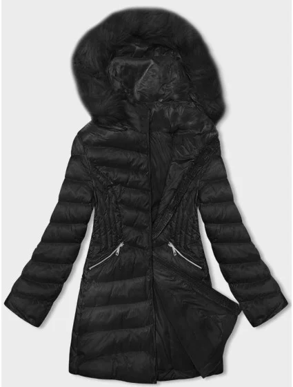 Čierna prešívaná dámska bunda pre prechodné obdobie (5M3162-392)