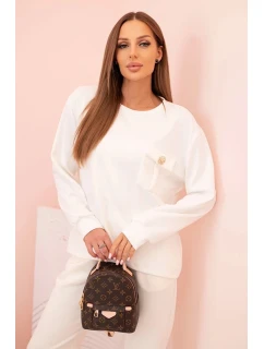 Komplet dámský máslový mikina a kalhoty s gumou ecru