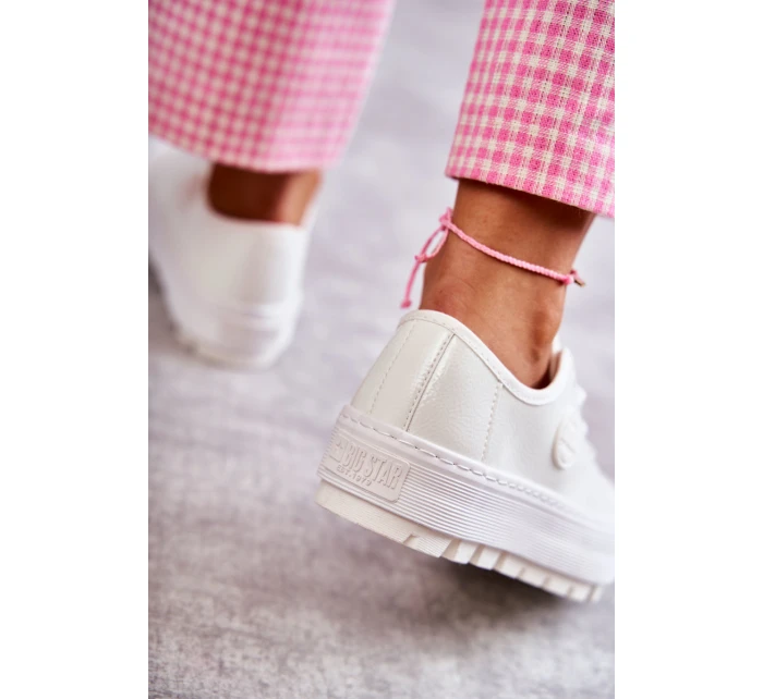 Modne Lakierowane Trampki Big Star KK274045 Białe Modne Lakierowane Trampki Big Star KK274045 Białe