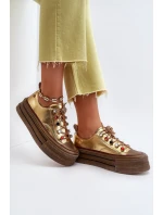 Damskie Trampki Na Platformie GOE NN2N4055 Złote Damskie Trampki Na Platformie GOE NN2N4055 Złote