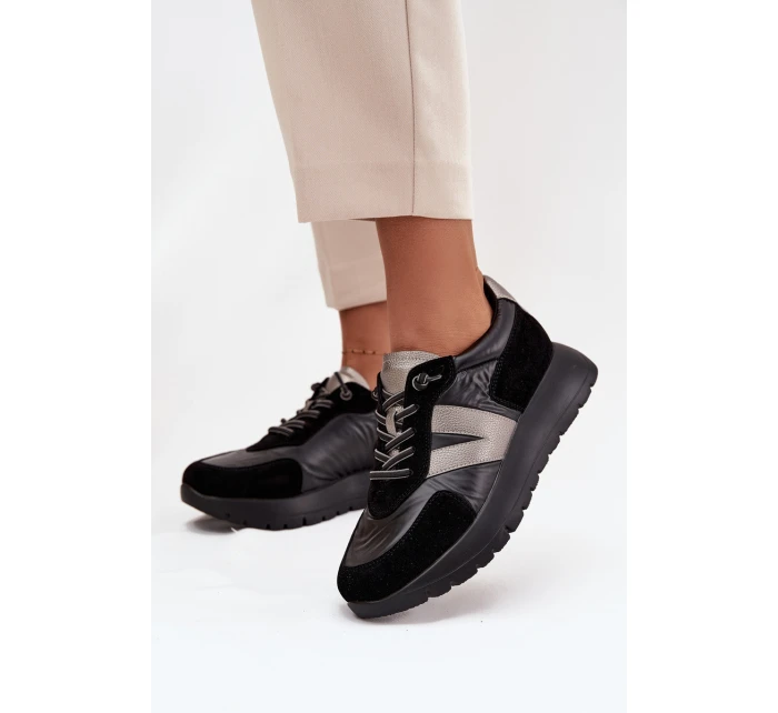 Sneakersy Damskie Na Platformie Vinceza 58561 Czarne