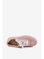 Dámske semišové kožené tenisky s otvormi Pink Almora
