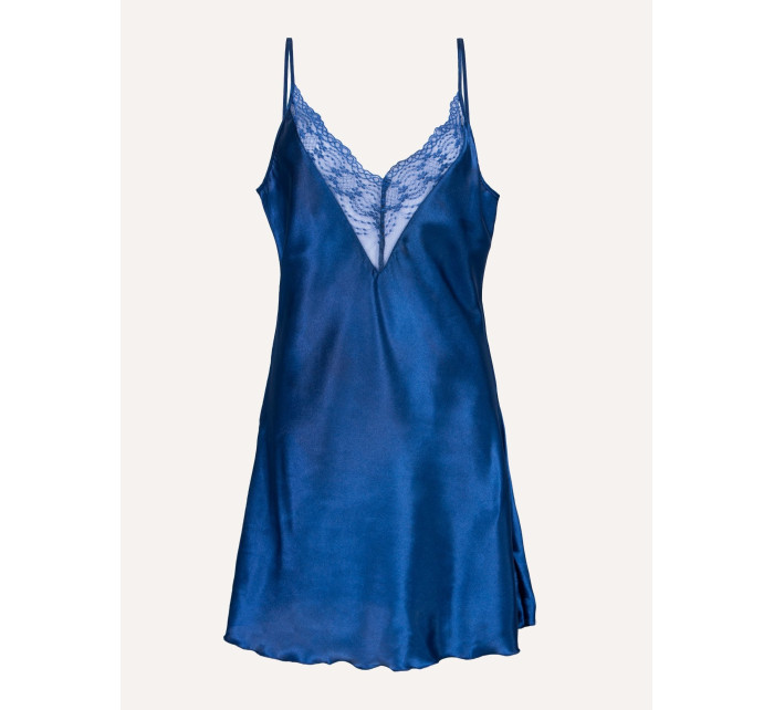 Yoclub Dámska saténová nočná košeľa PIS-0008K-1900 Navy Blue