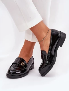 Dámske lakované mokasíny so srdcom S.Barski - čierne