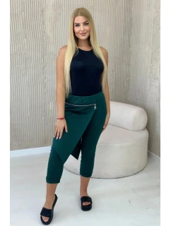 Zimní kalhoty s ozdobným zipem model 20843835 tmavě zelené - Kesi