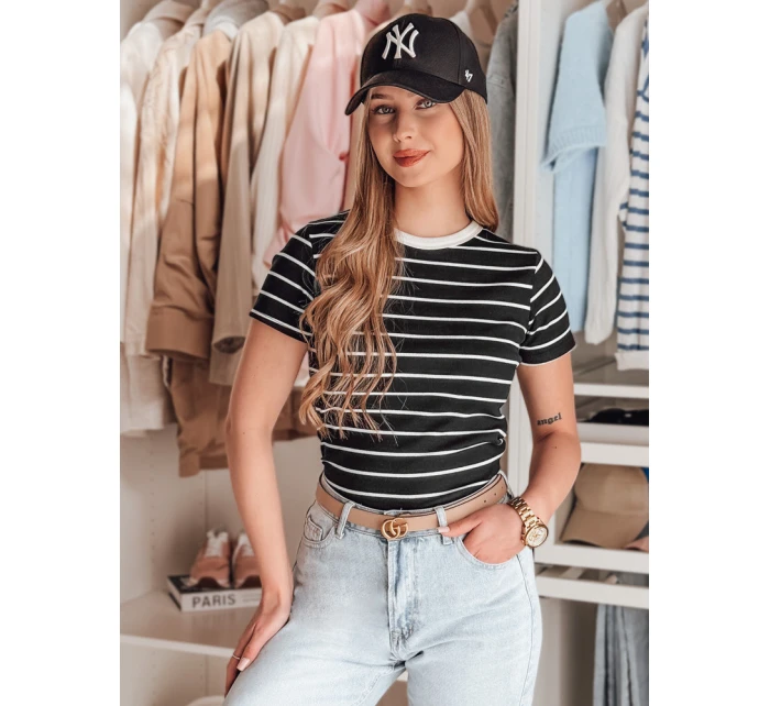 Dámské základní pruhované tričko černé Dstreet model 21986854 - FashionStreet