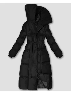 Černá dlouhá dámská zimní bunda s páskem model 21483411 - J.STYLE
