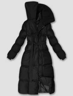 Černá dlouhá dámská zimní bunda s páskem model 21483411 - J.STYLE