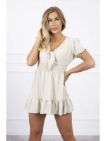 Šaty s viazaným výstrihom do V béžovej farby