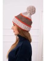 Dámska čiapka Kinga K297 beige + mocca + red
