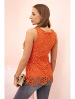 Dámska blúzka s čipkou bez rukávov oranžová