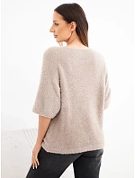 Dámský svetr s příměsí vlny volný s výstřihem do V model 22550924 - K-Fashion