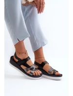 Zazoo 40397 Damskie Skórzane Sandały Na Platformie Czarne