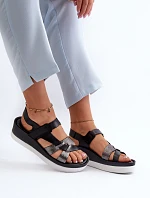 Zazoo 40397 Damskie Skórzane Sandały Na Platformie Czarne