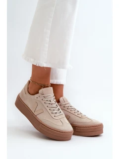 Zazoo N1100S2 Sneakersy Zamszowe Damskie Na Platformie Beżowe