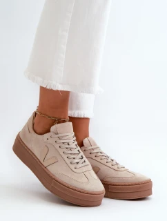 Zazoo N1100S2 Sneakersy Zamszowe Damskie Na Platformie Beżowe