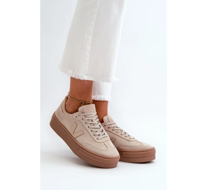Zazoo N1100S2 Sneakersy Zamszowe Damskie Na Platformie Beżowe Zazoo N1100S2 Sneakersy Zamszowe Damskie Na Platformie Beżowe