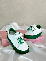Dziecięce Sneakersy Trampki Z Przypinką Biało-Zielone Pennyn