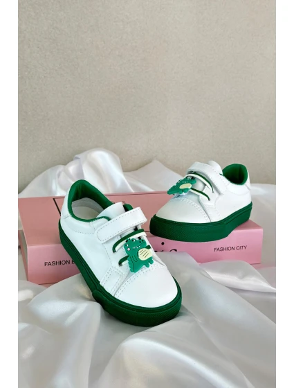 Dziecięce Sneakersy Trampki Z Przypinką Biało-Zielone Pennyn Dziecięce Sneakersy Trampki Z Przypinką Biało-Zielone Pennyn