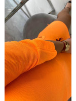 Šaty s výstrihom na gombíky neónovo oranžové