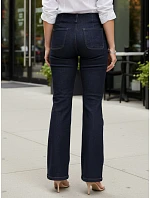 Dámske džínsy s vysokým pásom a širokými nohavicami tmavomodré FashionStreet UY2949
