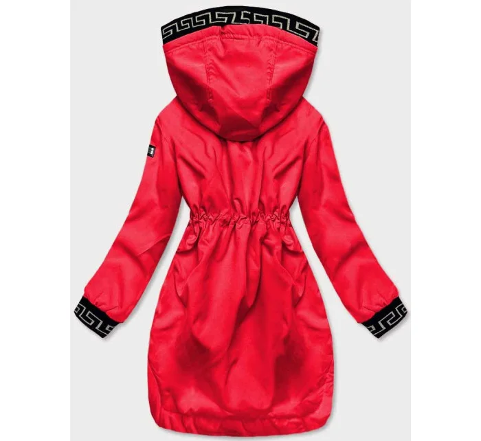 Dámska tenká bunda s ozdobným lemovaním červená (B8141-4)