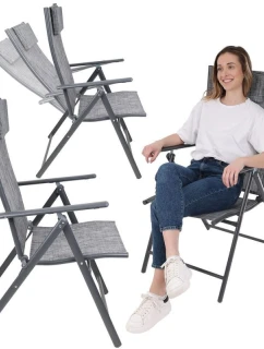 ZÁHRADNÉ SEDADLÁ 57x68x106CM 2xTEXTLINE 7-POZÍCIÍ SO SADOU NA ODRÁŽANIE HLAVY.2 ks