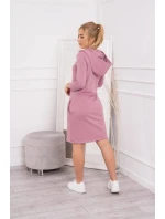 Šaty s kapucí a kapsami tmavě růžové Šaty s kapucí a kapsami tmavě růžové