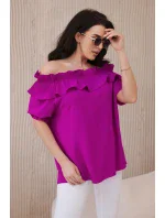 Španělská halenka s ozdobným volánem tmavě fialová Španělská halenka s ozdobným volánem tmavě fialová