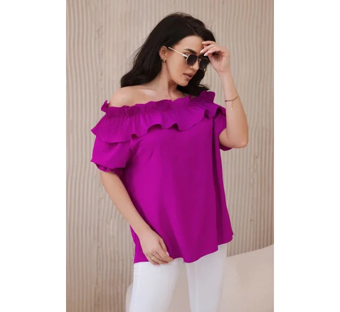 Španělská halenka s ozdobným volánem tmavě fialová Španělská halenka s ozdobným volánem tmavě fialová