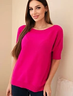 Dámsky viskózový sveter s krátkym rukávom fuchsiový