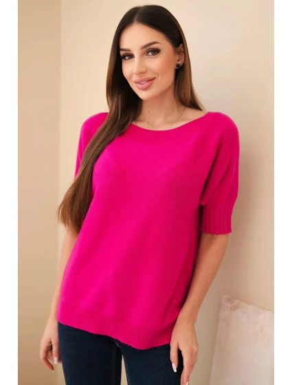 Dámský svetr z viskózy s krátkým rukávem fuchsie