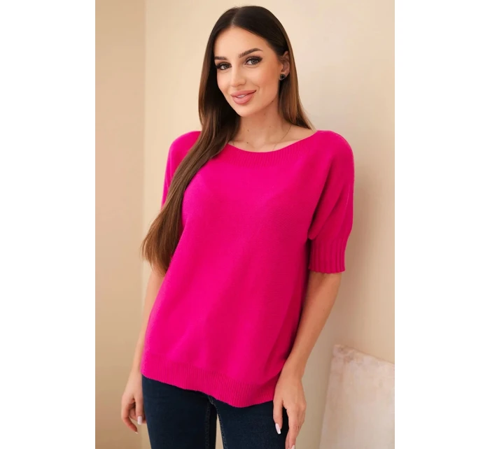 Dámský svetr z viskózy s krátkým rukávem fuchsie