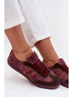 Zazoo N1068 Zamszowe Niskie Sneakersy Damskie Bordowe
