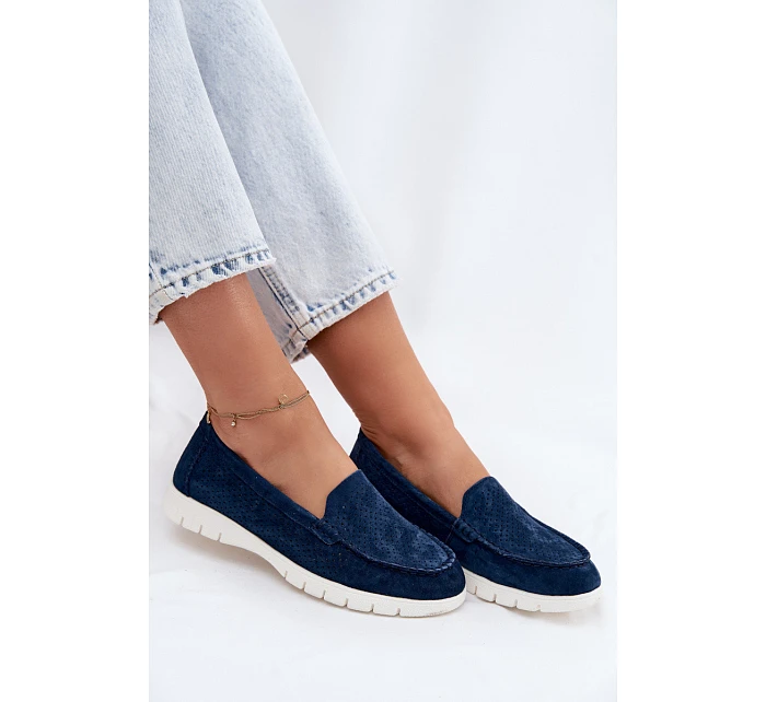 Dámské mokasíny z přírodního semiše Vinceza 95360 tmavě modré