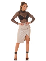 Sexy Leather Midi Skirt with model 19630377 - Style fashion