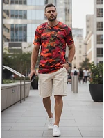 Pánske tričko s potlačou v kamuflážovom vzore, oranžové, FashionStreet NX2002R