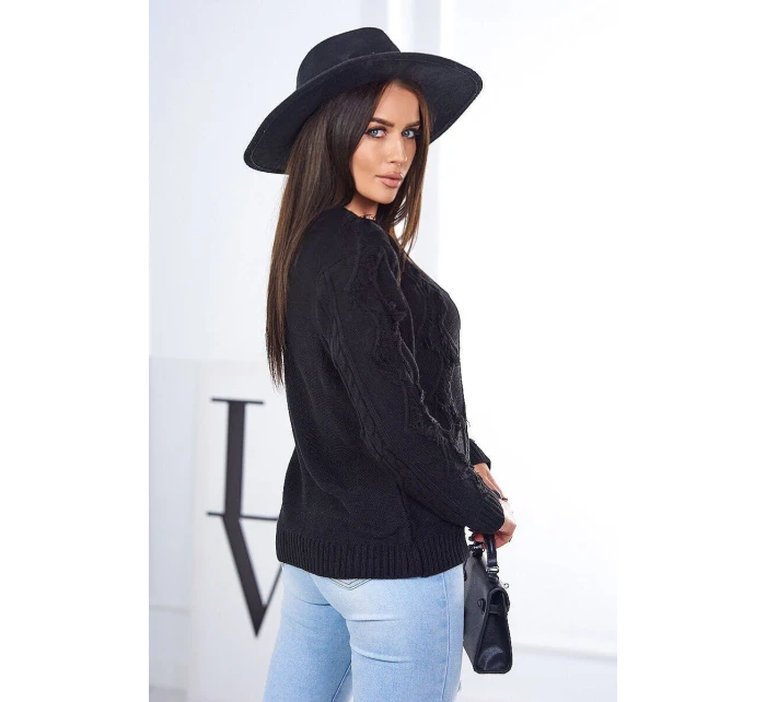Sveter s pleteninou čierny Sveter s pleteninou čierny