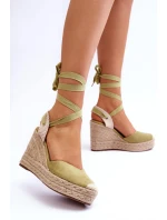 Wiązane Sandały Na Wysokim Koturnie Zielone Lendy Wiązane Sandały Na Wysokim Koturnie Zielone Lendy