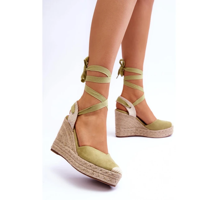 Wiązane Sandały Na Wysokim Koturnie Zielone Lendy Wiązane Sandały Na Wysokim Koturnie Zielone Lendy