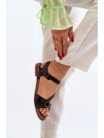 model 21649966 Dámské kožené sandály černé - Zazoo