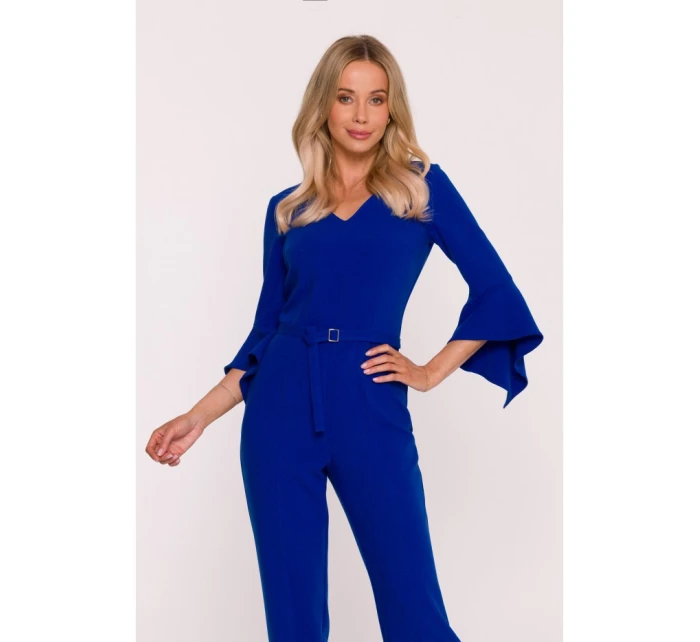 S416 Kombinéza s volánovými rukávmi - kráľovská modrá