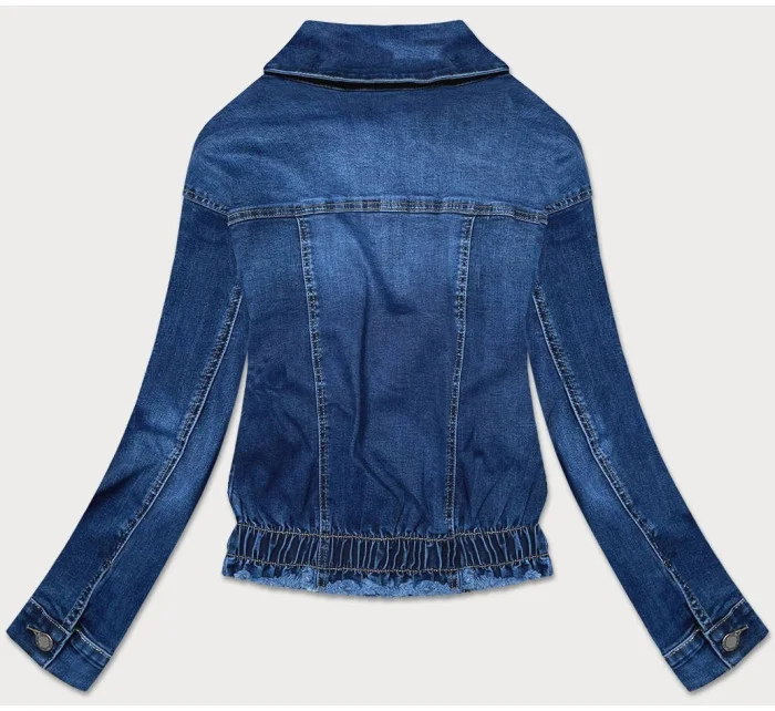 Tmavo modrá dámska džínsová netopierie bunda (5668-K)