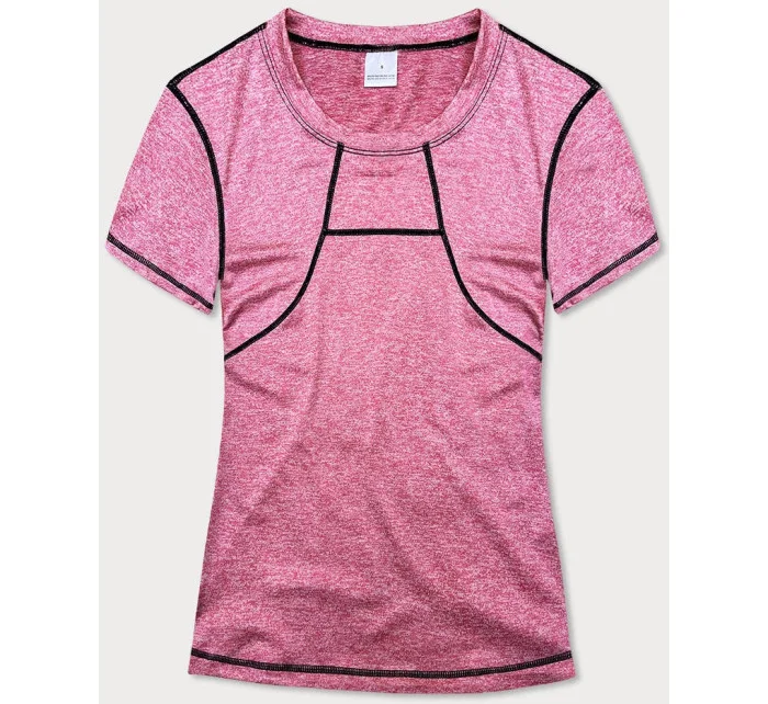 Dámske športové tričko s ozdobným prešívaním ružovej farby (A-2166)