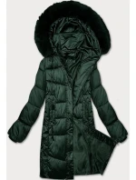 Zimná plus size prešívaná bunda s kapucňou S'west tmavozelená (B8267-10)
