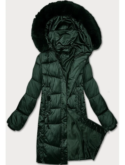 Zimná plus size prešívaná bunda s kapucňou S'west tmavozelená (B8267-10)
